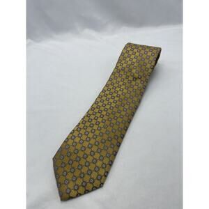 Canali 100% Silk Yellow Blue Squares Geometric Mens Dress Neck Tie Italy